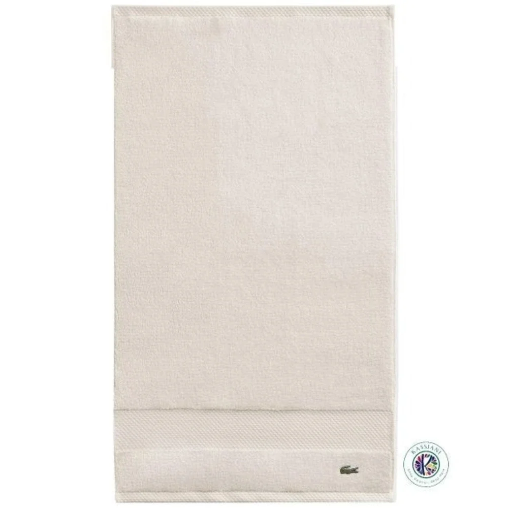 Lacoste Home Supima‎ Cotton Hand Towels, Heritage Chalk, Luxury Set of 2